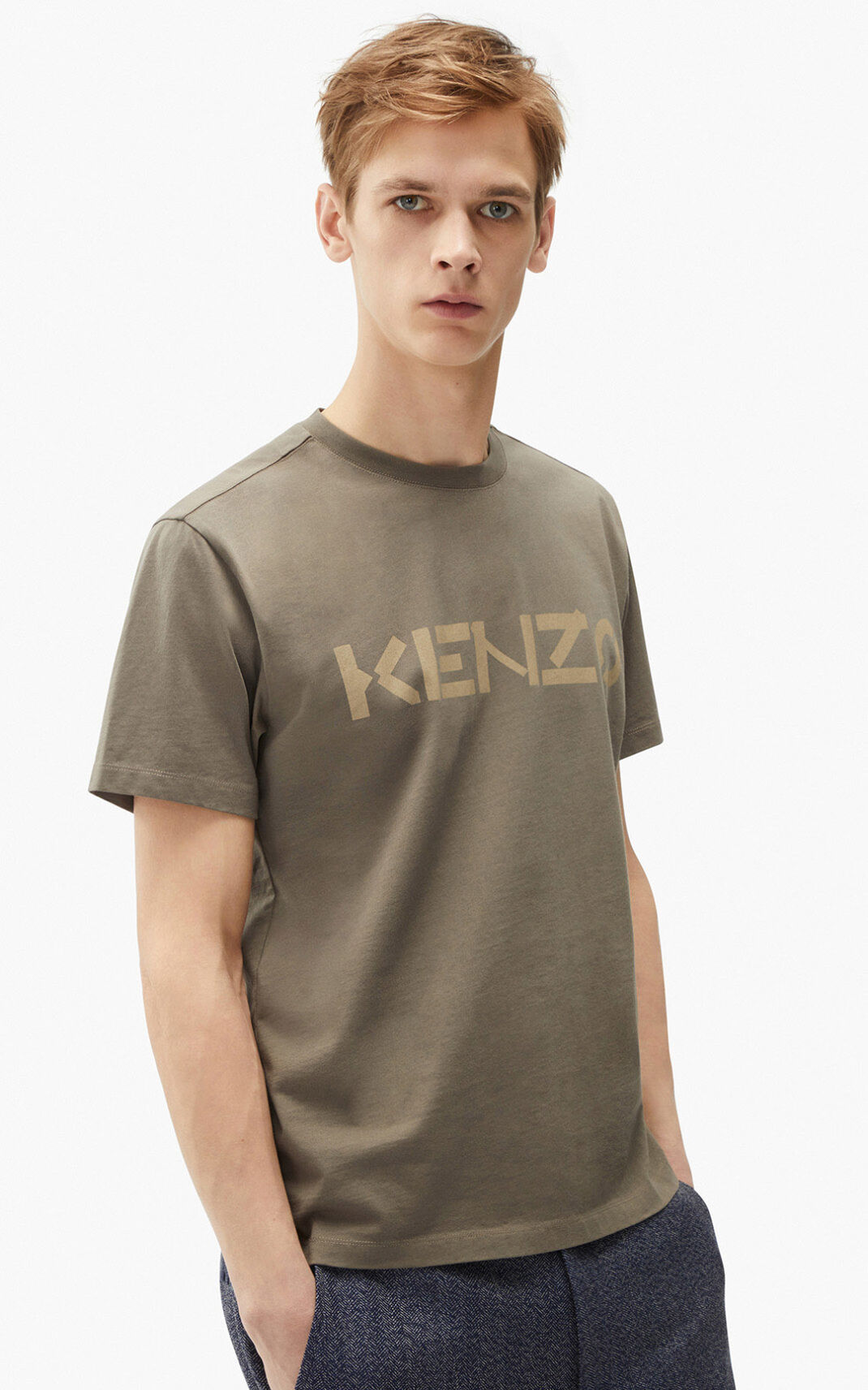 Camiseta Kenzo Logo Masculino - Luz Cinzentas | 946XBQENI